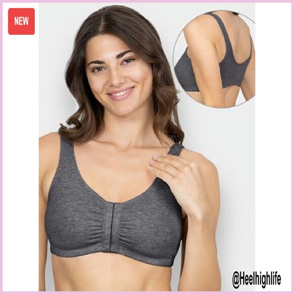 Front Closure Cotton Bra Multi-Pack, Wide Straps, Lightweight Support - Picture 4 of 8